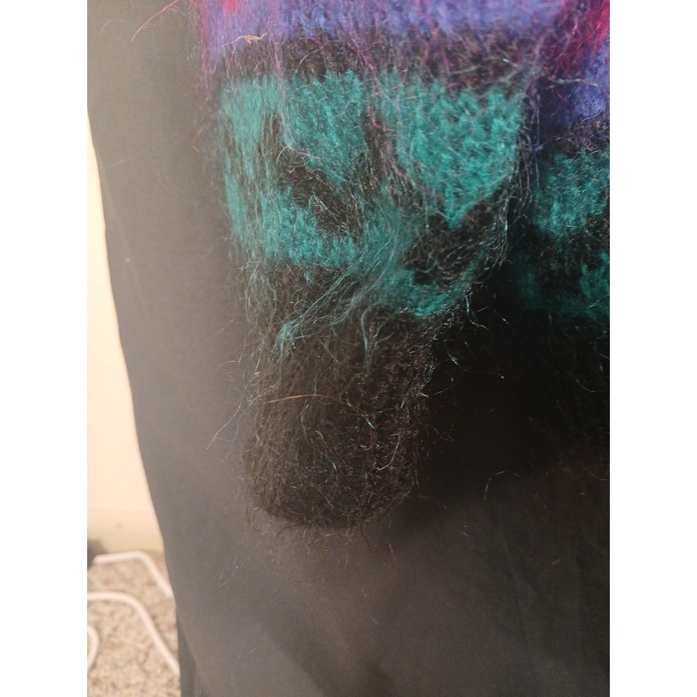 Gallagher Sweater Large Crew Neck Striped Vintage 1990s Retro Mohair Blend Ski - Picture 8 of 8